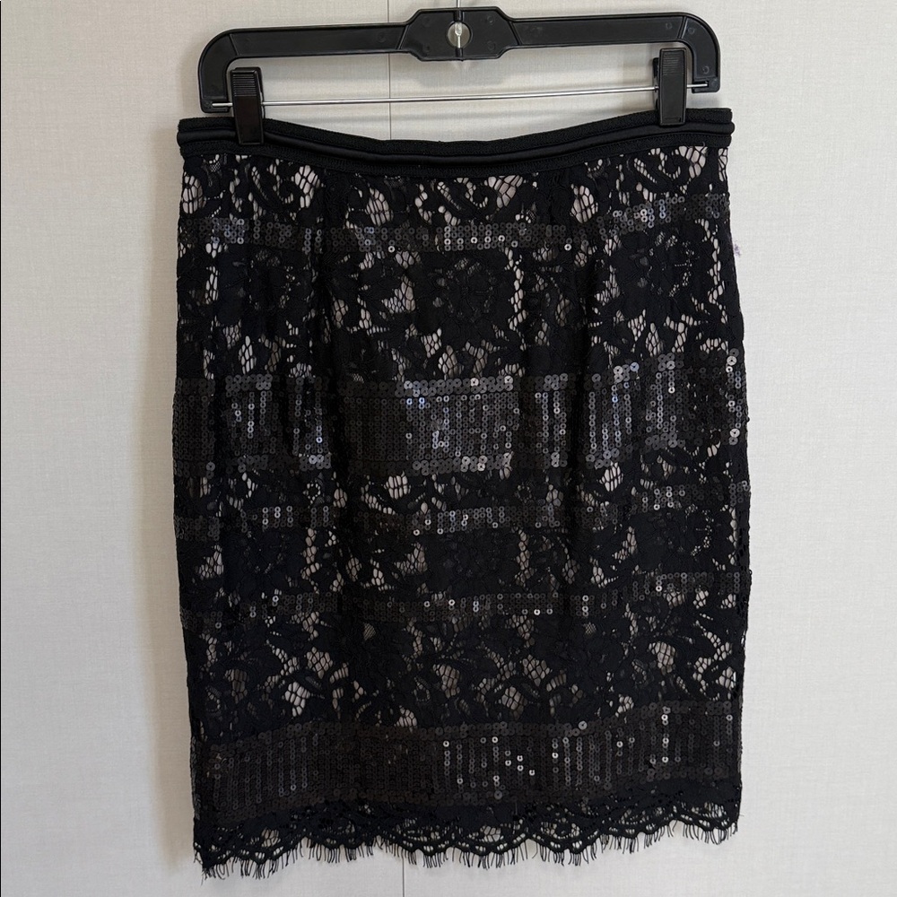 Elite Tahari black label sequin and lace black skirt